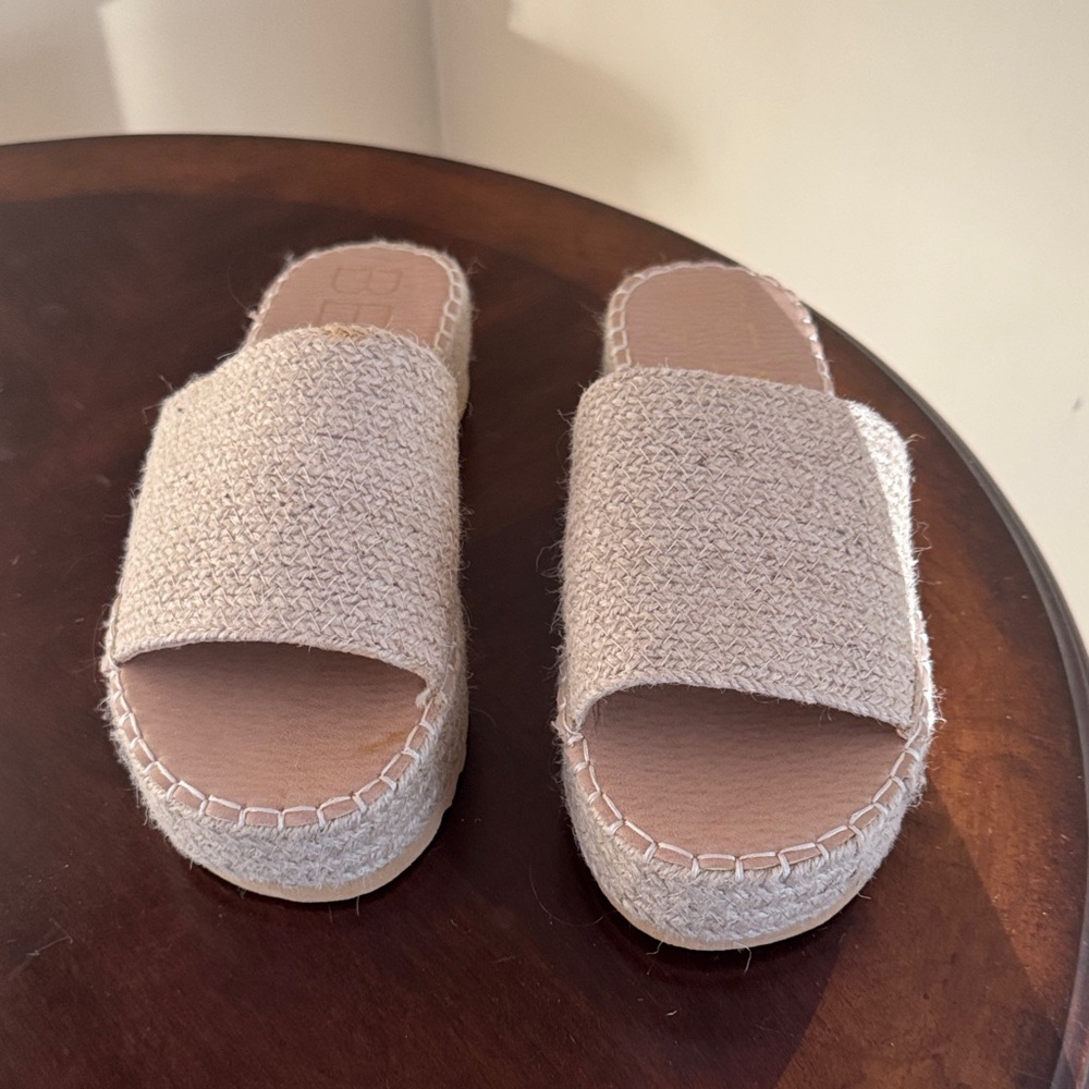 Beige Slide Platform Sandals - Women